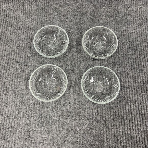 VTG KIG Malaysia Clear Glass Dish Bowl Depression Style Candy Nut Lid Set Of 2 - Picture 9 of 14